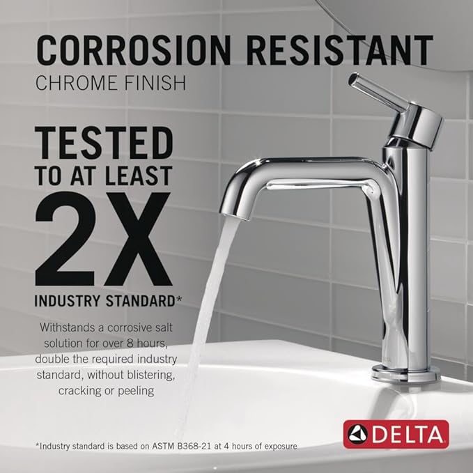 Delta Nicoli Chrome Bathroom Faucet 1 Hole, Single Hole Bathroom Sink Faucet for Vanity, Push-Pop Drain Assembly, Chrome 15849LF