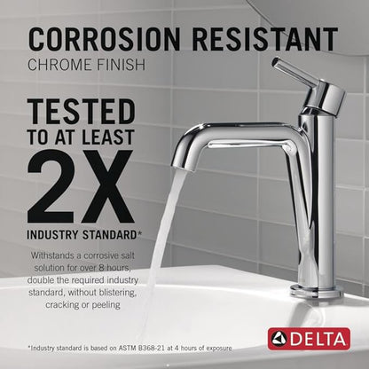 Delta Nicoli Chrome Bathroom Faucet 1 Hole, Single Hole Bathroom Sink Faucet for Vanity, Push-Pop Drain Assembly, Chrome 15849LF