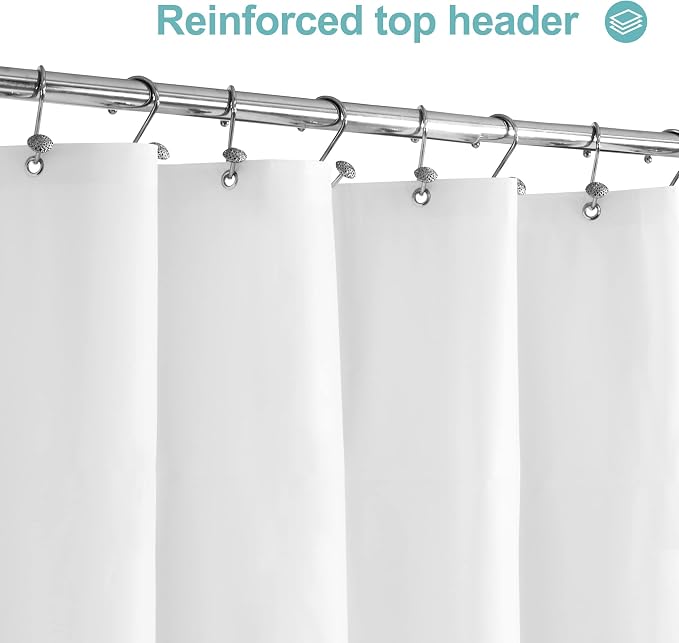 Mrs Awesome White Shower Curtain Liner with 3 Magnets, 72x72 | 12 Rustproof Grommets, Premium Flexible Sturdy Plastic Shower Curtain for Bathroom Lightweight & Waterproof, 72W x 72H