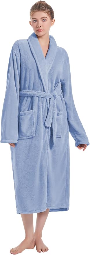 Soft Robe For Women，Warm Plush Bath Robes Female，Spa Towel After Shower Lightweight Long Bathrobe