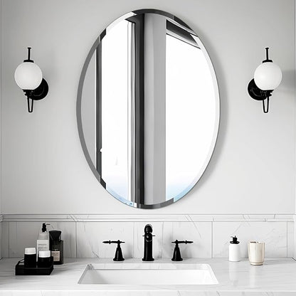 Bathroom Mirror for Over Sink 20" x 28" Oval Frameless Wall Mirror | Beveled Polished Edge Decorative Wall Mirror for Bathroom, Bedroom, Vanity and Entryway