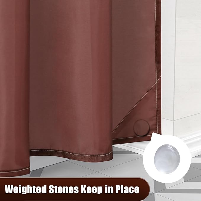OLANLY Luxury Brown and White Ombre Shower Curtain Sets with 12 Hooks, Waterproof and Washable Decorative Shower Curtains for Bathroom, 72x72 Inches
