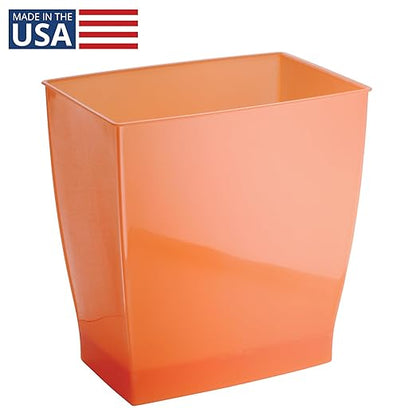 iDesign Small Plastic Bathroom Trash Can, Orange | Slim Rectangle, For Bedroom, For Office, For Dorm