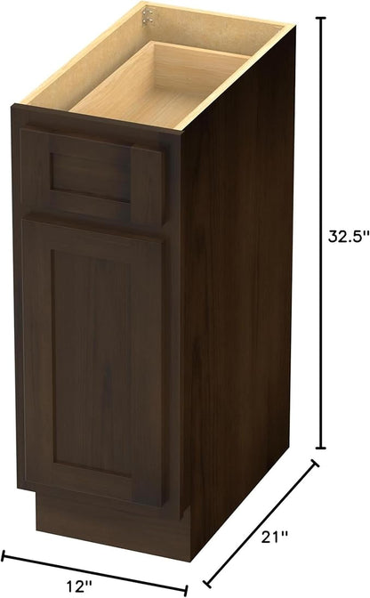 HomeBeyond 12 Inch Bathroom Vanity Base Only, Single Vanity Cabinet with Dove-Tailed Drawer, Composable Floor Mount Cabinets without Top, Brown