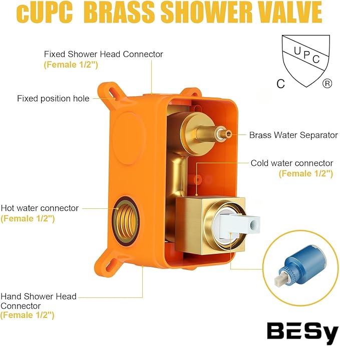 12 Inch Rainfall Shower System Rain Shower Head Combo Shower Faucet Fixture | Shower Head and Handle Set Wall Mounted Shower Mixer Kit Valve Gold