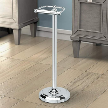 Gatco 1436C Toilet Paper Holder Stand, Chrome Finish, Freestanding Bathroom Floor Stand, Pedestal, Weighted Base, 22 Inch