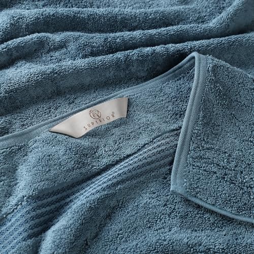 SUPERIOR Egyptian Cotton 9-Piece Towel Set, Assorted Towels for Home Bathroom, Guest Bath Decor Essentials, Includes 3 Bath, 3 Hand, 3 Face Towels/Washcloths, Quick Dry, Absorbent - Sapphire