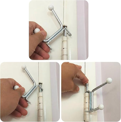 Novabright 2 Pack Door Hinge Hanger Hook Behind Door Towel Rack Double Hook Doors Towel Bar Holder Hinge Mounted for Compact Spaces, Small Bathrooms, and Bedroom (Silver)