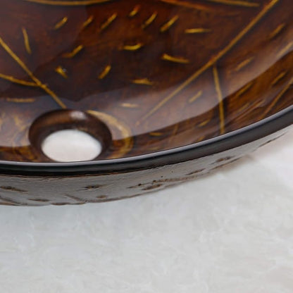 Bathroom Vessel Sink Combo Tempered Glass Leaf Shape Bowl