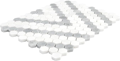 MSI Bianco Dolomite Sazi 11 in. x 14 in. Polished Marble Hexagon Wall Tile and Floor Tile for Kitchen Backsplash, Wall Tile for Bathroom, Shower Wall Tile, Mesh Mounted Mosaic Tile
