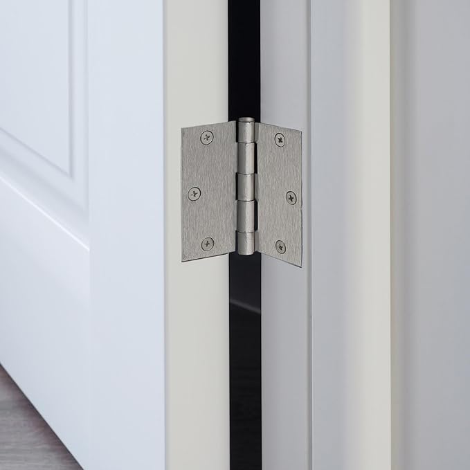 Design House 6-Pack Satin Nickel Interior Door Hinges – 3.5-inch x 3.5-inch – Square Corner Radius Steel Door Hinge – Fits Standard Doors – Design House 195991