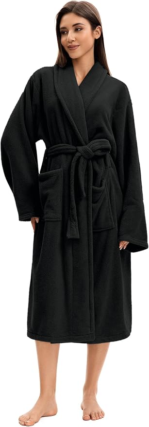 Soft Robe For Women，Warm Plush Bath Robes Female，Spa Towel After Shower Lightweight Long Bathrobe