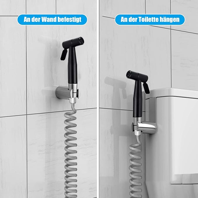 Handheld Bidet Sprayer for Toilet, Stainless Steel Bidet Head for Cloth Diaper, Pet Shower, Personal Hygiene Cleaning, G1/2 Hose Connectors (Black)