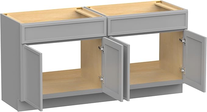 Vanity Art 60 Inch Bathroom Vanity Base Cabinet Double Sink Top (Without Sink), Soft Closing Door, Storage Unassembled Cabinet, Grey, 2ea 30 Inch Cabinet Combo