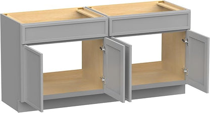 Vanity Art 60 Inch Bathroom Vanity Base Cabinet Double Sink Top (Without Sink), Soft Closing Door, Storage Unassembled Cabinet, Grey, 2ea 30 Inch Cabinet Combo