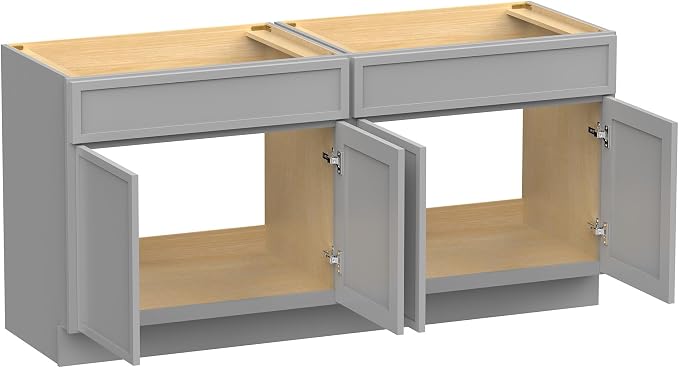 78 Inch Bathroom Vanity Base Only, Double Vanity Cabinet with Soft Closing Door, 2ea 39 inch Cabinet, Without Top,Grey
