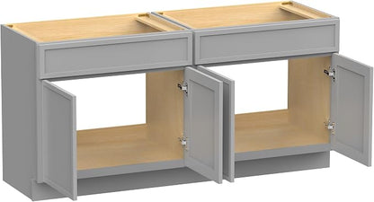 60 Inch Bathroom Vanity Base Only, Double Vanity Cabinet with Soft Closing Door, 2ea 30 inch Cabinet, Without Top,Grey