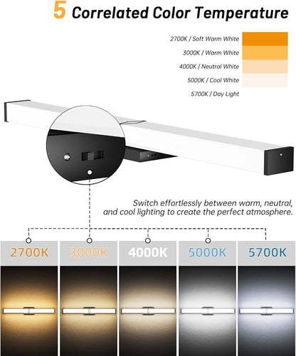 LED Bathroom Vanity Light,32inch Dimmable,32W 3600LM,5CCT,ETL,BK | Integrated LED Modern Bathroom Light Fixtures,Matte Black Vanity Lighting Fixture Over Mirror,Wall Lights,ETL Certified