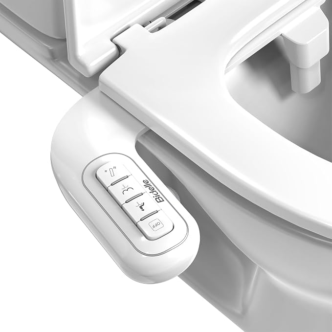 Non-Electric Bidet Attachment, Self-Clean Dual Nozzles, Adjustable Pressure | Ultra Slim Intuitive One-Touch, Retractable Nozzle Structure, Cold Water Rear & Feminine Washing Modes, Stainless Steel Iniet