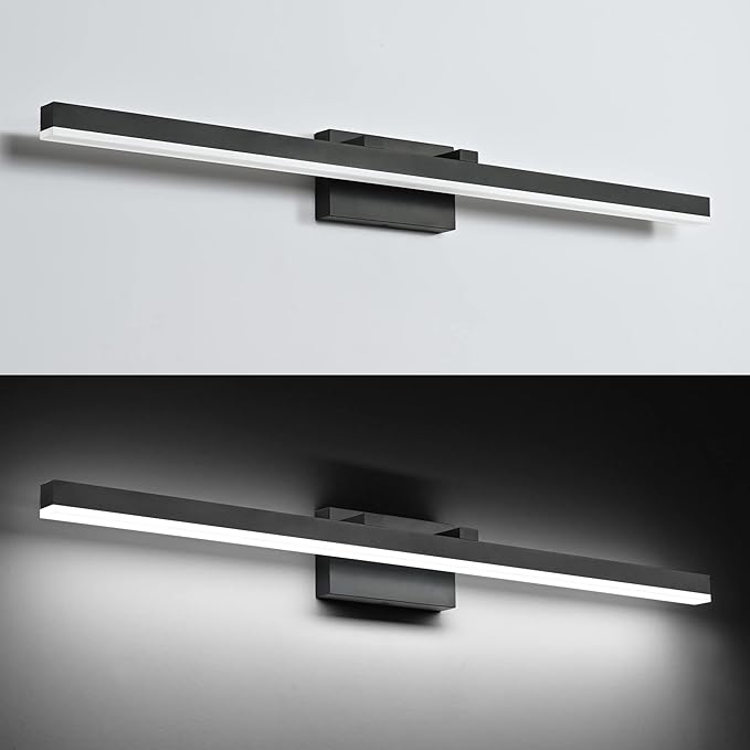 PRESDE Bathroom Light Fixtures Dimmable 40in Black LED Vanity Light for Bathroom Wall Lighting Fixtures Over Mirror（Cold White 6000K）