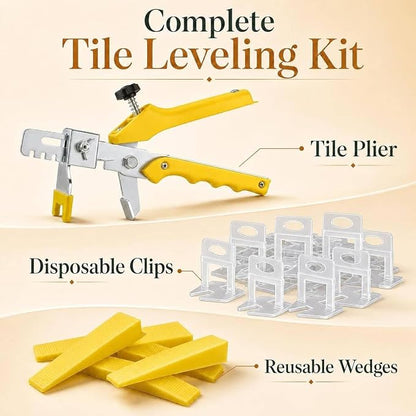 DGSL Tile Leveling System with Plier, 300 Tile Spacers 1/8" and 100 Wedges | Tile Leveling Clips with Tile Plier, Anti Lippage Tile Leveler Spacers for Professional Ceramic Tile and Stone Installation