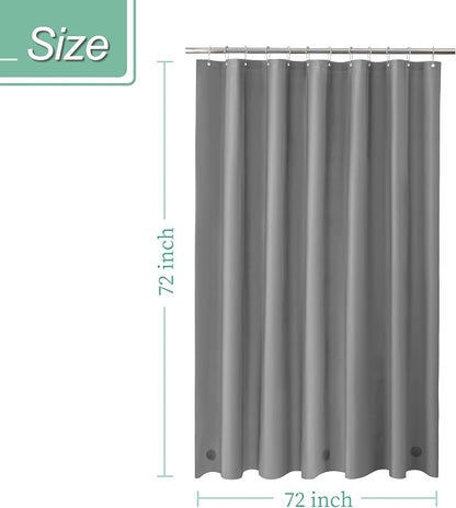 Mrs Awesome Dark Grey Shower Curtain Liner with 3 Magnets, 72x72 Premium Flexible Sturdy Plastic Shower Curtain for Bathroom Lightweight & Waterproof, Dark Gray | 12 Rustproof Grommets,Premium Plastic Shower Curtain for Bathroom Lightweight & Waterproo...