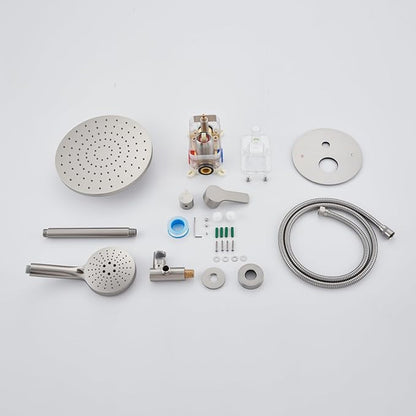 Iriber Shower System Ceiling Mounted Shower Faucet Mixer Set with Luxury High Pressure Shower head and 3-Setting Handheld, Bathroom Shower Trim Kit Contain Pressure Balance Valve,Brushed Nickel