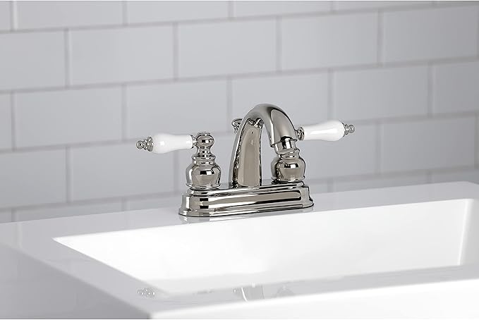 Kingston Brass KB5616PL Restoration 4 in. Centerset Bathroom Faucet, Polished Nickel