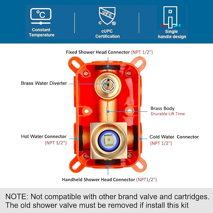Brushed Gold Shower Faucet Set Complete Bathroom Rainfall Shower Fixture Wall Mounted 8 Inch Shower Head System and Handle Set with Rough-in Valve Body and Trim Kit
