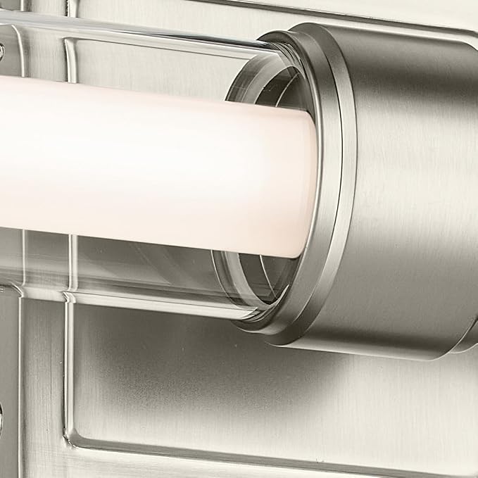 Kichler Laurene LED Bath Bar Light, Brushed Nickel | Linear vanity light with clear glass for mirrors and vanities (31" x 5"), 55239NILED
