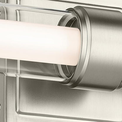 Kichler Laurene LED Bath Bar Light, Brushed Nickel | Linear vanity light with clear glass for mirrors and vanities (31" x 5"), 55239NILED
