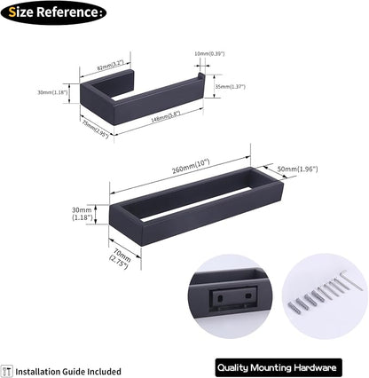 GERZWY Bathroom Accessory 2-Piece Set SUS 304 Stainless Steel Toilet Paper Holder Towel Ring Wall Mount, Matte Black HG1708-2BK