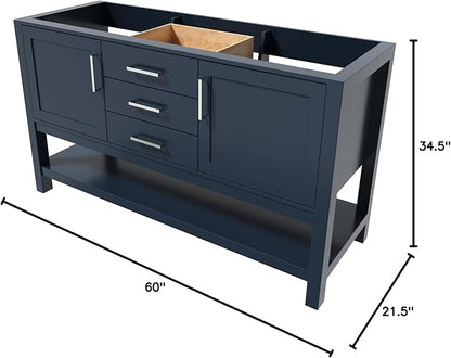 ARIEL Bayhill 60" Double Sink Base Cabinet in Grey