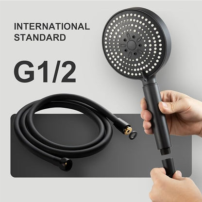 OFFO Filtered Shower Head with Handheld, 20 Stage Shower Head with Filters for Hard Water with 60" Stainless Steel Hose & Holder, 6 Modes High Pressure Shower Head to Remove Chlorine, Matte Black
