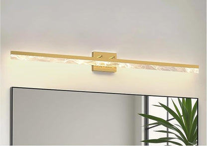 L LOHAS LED 48 Inch Gold Vanity Light Bar Over Mirror Marble Acrylic 3CCT | Modern LED Vanity Light With Marble Acrylic Shade, Adjustable Bathroom Mirror Lighting for Bedroom and Living Room