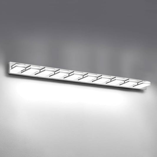 IZORRO LED Modern Bathroom Lights Fixtures(10-Light,Dimmable),Chrome Acrylic Wall Lighting,Vanity Lights for Bathroom Over Mirror - 6000k 40In （No Assembly Required）