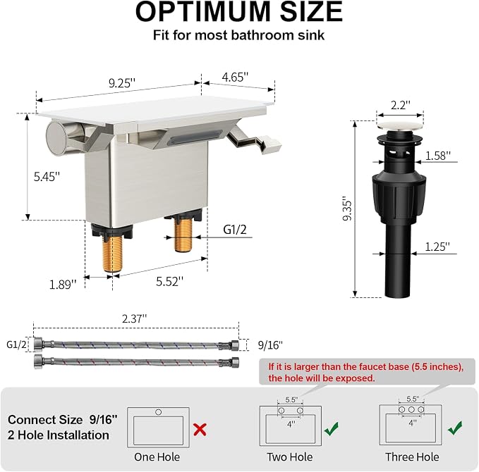 Bathroom Faucet with Storage Platform 4", 2-Hole, Brushed Nickel | Bathroom Faucet, NSF Certified 4 Inch 2 Handle Basin Faucet, Widerspread Bathroom Sink Faucet