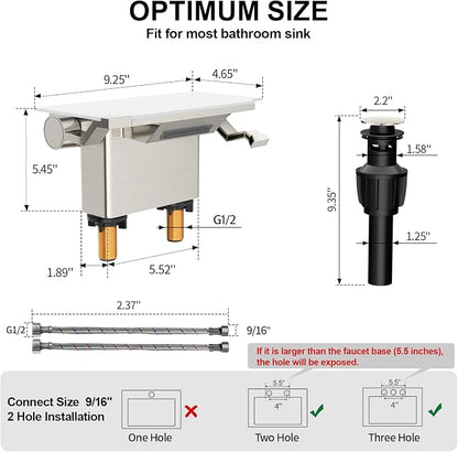 Bathroom Faucet with Storage Platform 4", 2-Hole, Brushed Nickel | Bathroom Faucet, NSF Certified 4 Inch 2 Handle Basin Faucet, Widerspread Bathroom Sink Faucet
