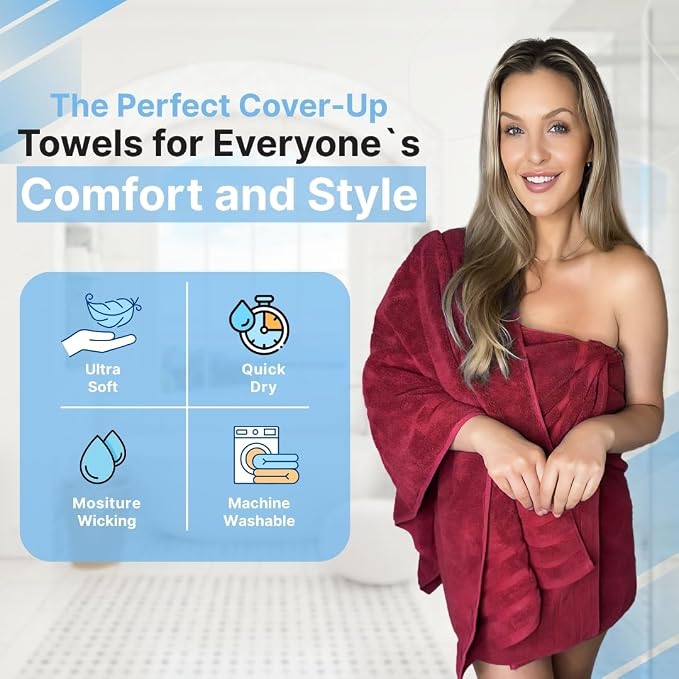 Infinitee Xclusives 100% Ring-Spun Cotton Bath Towels for Bathroom - Pack 2 | Luxury Super Soft, Absorbent & Quick-Drying |27x54 inches| Large Bathroom Towels Set |600 GSM| Gym, Shower, Spa & Hotel Use