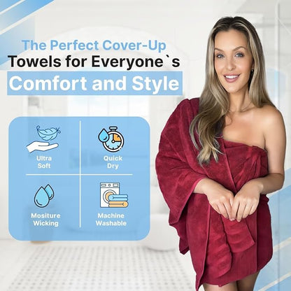 Infinitee Xclusives 100% Ring-Spun Cotton Bath Towels for Bathroom - Pack 2 | Luxury Super Soft, Absorbent & Quick-Drying |27x54 inches| Large Bathroom Towels Set |600 GSM| Gym, Shower, Spa & Hotel Use