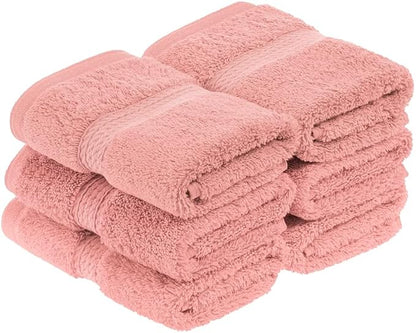Superior Egyptian Cotton Plush & Absorbent, Face Towel Set of 6, Tea Rose | Quick Dry, Soft Luxury Towel Set, Bath Essentials for Bathroom, Guest Bath, Spa, 2 Piece Face, Madeline Towels
