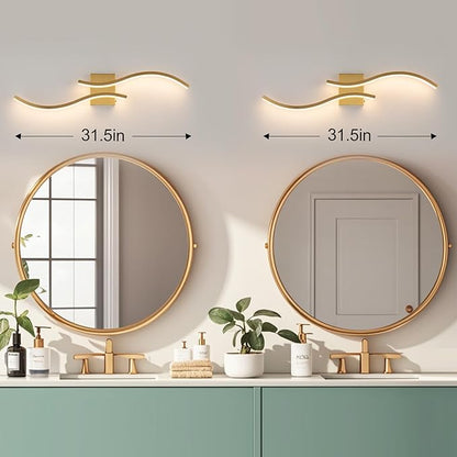 Bathroom Vanity Light Fixture, 26W 5CCT Dimmable Modern Led Bathroom Light Fixtures Over Mirror, LED Vanity Lighting Bar for Bathrooms (Gold, 31.5inch)