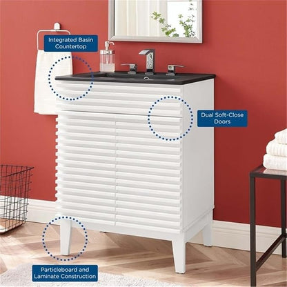 Modway Render 24" Bathroom Vanity with Sink in White Black
