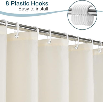 AooHome Fabric Polyester Shower Curtain, Small Size Bathroom Curtain for Hotel, Weighted Hem, Water Repellent, Beige, 48 x 72 Inch