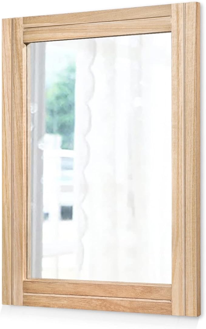 AAZZKANG Rustic Mirrors for Wall with Rectangular Wood Frame Decorative for Farmhouse Bedroom Bathroom Living Room Home Office