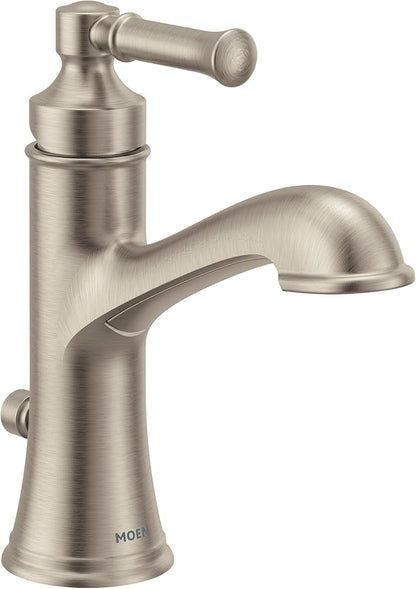 Moen 6803BN Dartmoor Single Handle Bathroom Sink Faucet with Optional Deckplate, Brushed Nickel, 1 Count (Pack of 1)