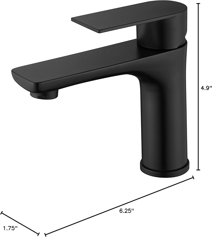 SUMERAIN Stainless Steel Bathroom Sink Faucet Lead-Free Matte Black Lavatory Faucet Single Handle