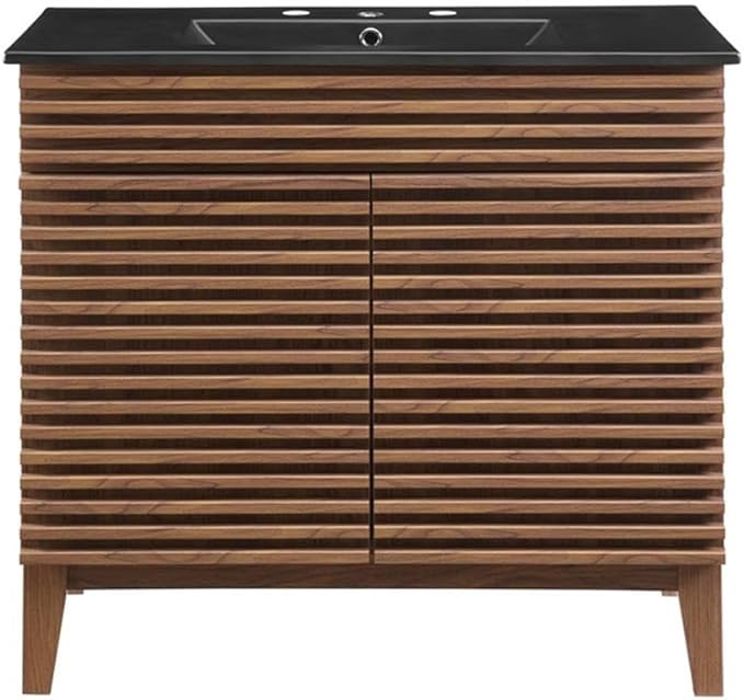 Modway Render 36" Bathroom Vanity in Walnut Black
