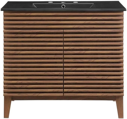 Modway Render 36" Bathroom Vanity in Walnut Black