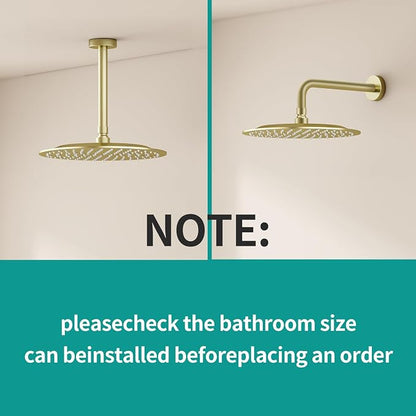 All Metal Rain Shower Head - Heavy Duty Stainless Steel, Easy Install, High Water Flow, Ultra-Thin Modern Design for Bathroom (F-Brushed Gold, 10)